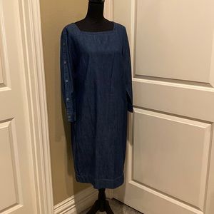Talbots Striated denim shift dress